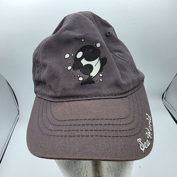 SeaWorld Orca Kids Adjustable Cap Black Embroidered Shamu Baseball Hat Unisex - Picture 1 of 10